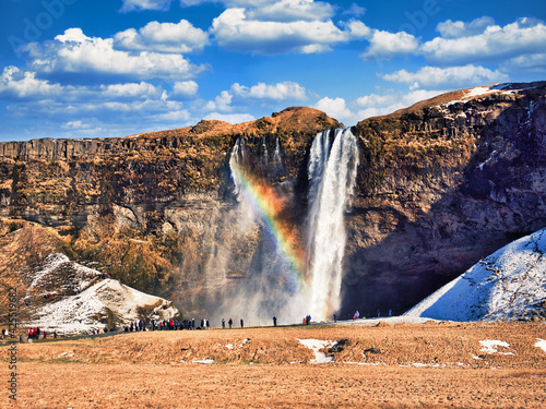 Seljalandsfoss, a majestic and powerful waterfall in Iceland