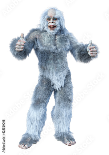 3D Rendering Yeti on White