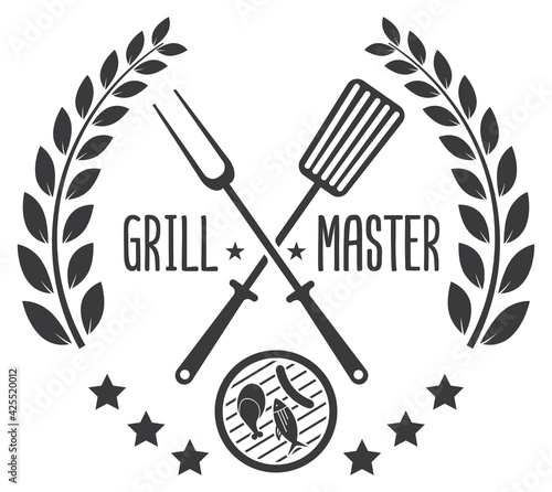 Grill Master Logo With Fork and Spatula