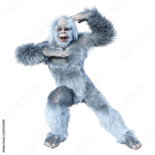 3D Rendering Yeti on White