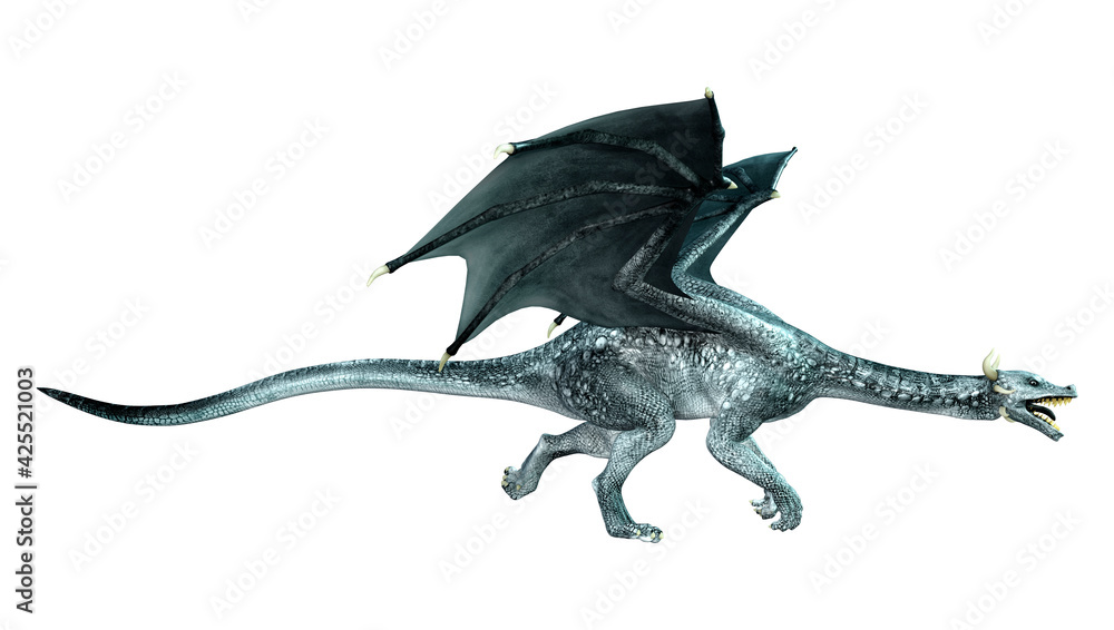 Fototapeta premium 3D Rendering Fairy Tale Dragon on White