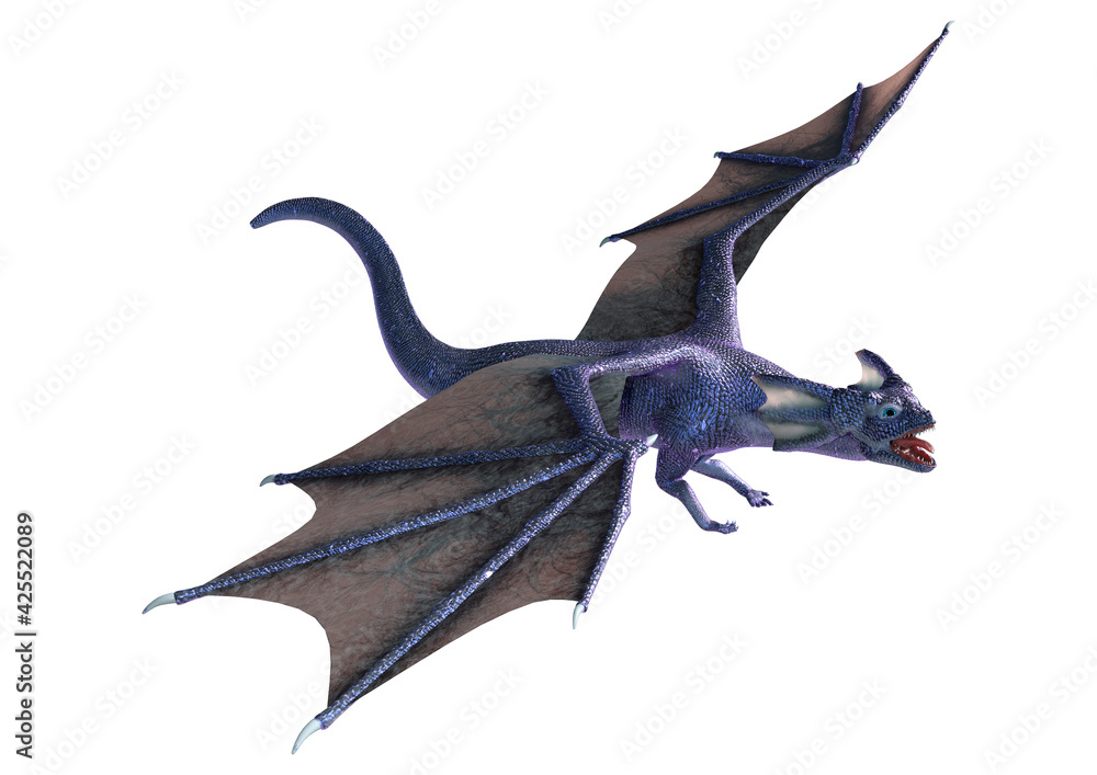 Fototapeta premium 3D Rendering Fairy Tale Dragon on White