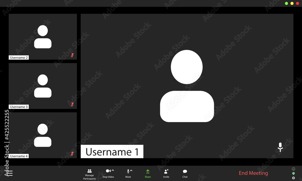 Video conference user interface, video conference calls window overlay ...