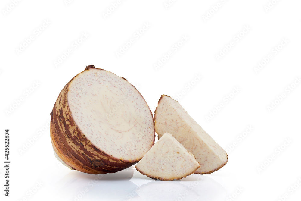 Sliced of taro isolated on white background Sliced of taro isolated on white background