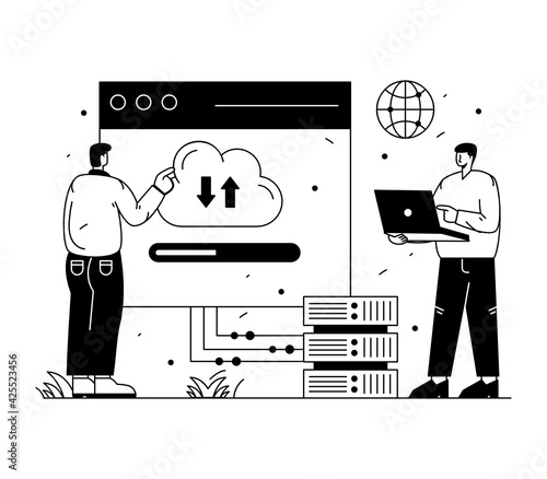 
A web hosting linear solid illustration 

