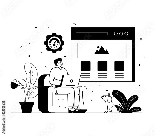 
A usability test line vector illustration 

