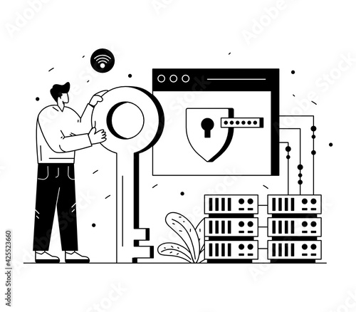 
Editable linear solid illustration of data protection 

