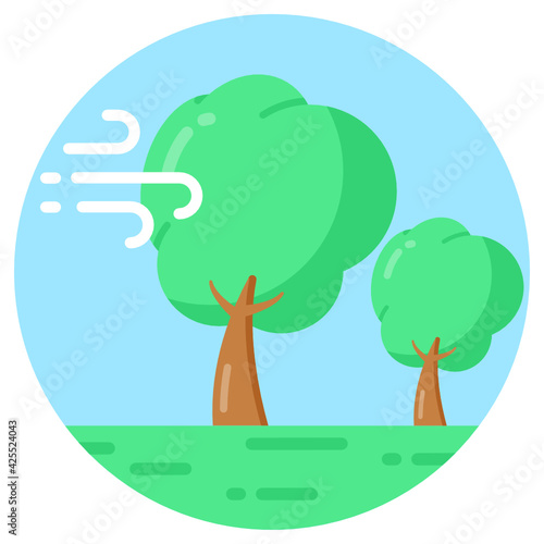 
An icon design of windbreak, trees with wind 

