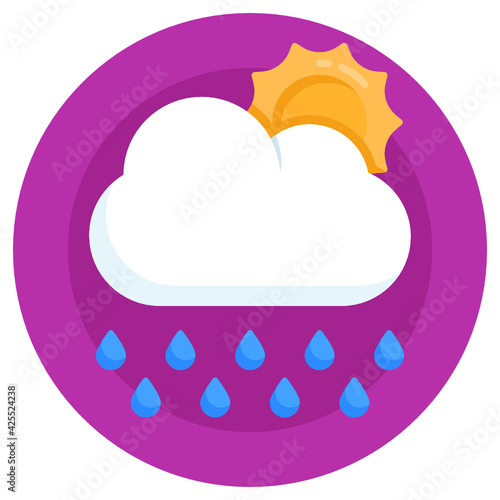 
A round background design icon of sunny rainy day 

