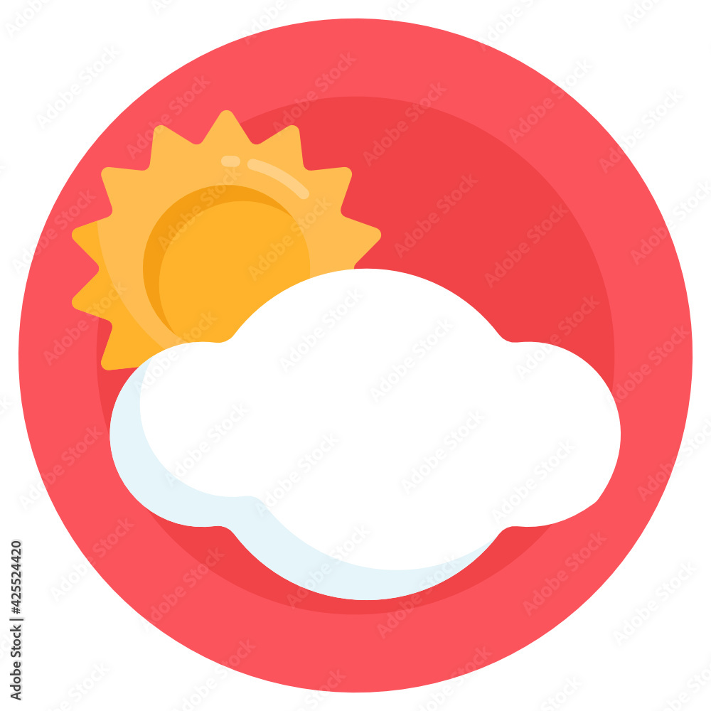 
Flat rounded background design icon of partly sunny day

