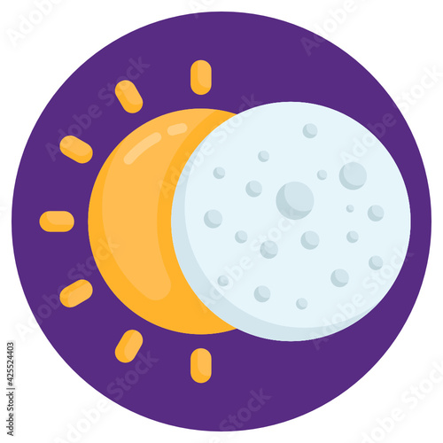 
Moon partially covered the sun, flat design icon of sun eclipse 

