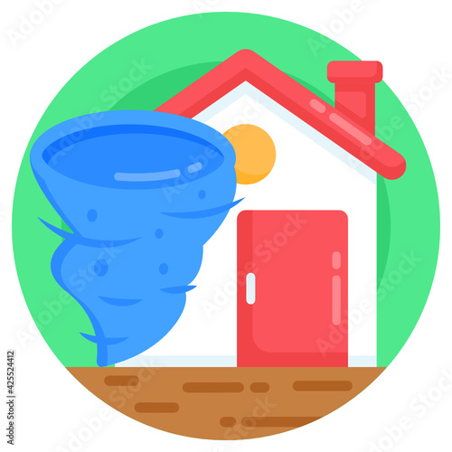 
Wind cycle with house, tornado icon 

