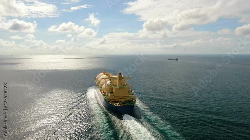 Liquefied natural gas tank in the open ocean, Transportation of liquefied gas and oil products. LNG