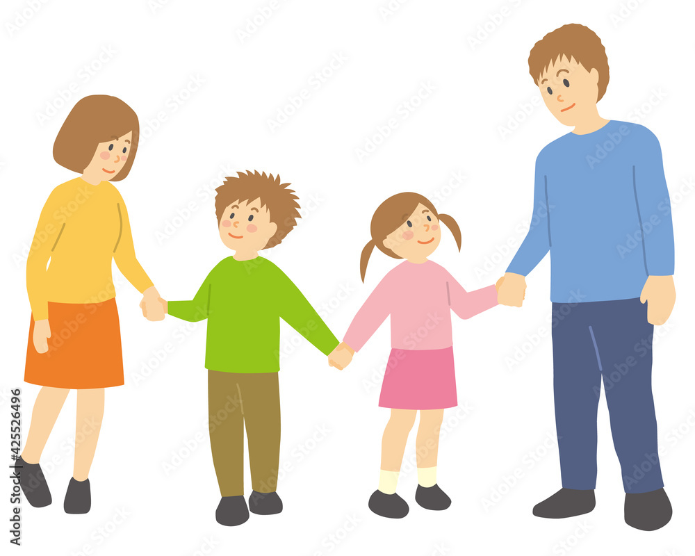手を繋ぐ家族