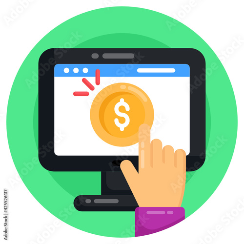
Pay per click flat round icon, trendy editable style 


