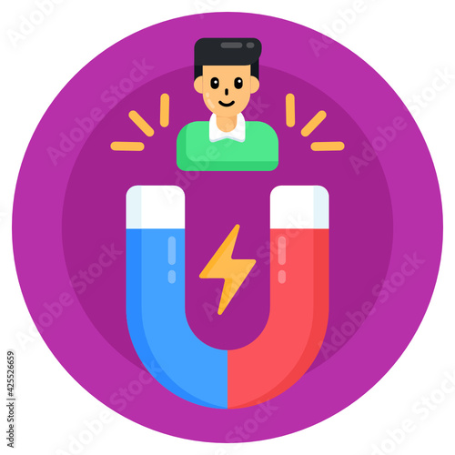 
A customer attraction icon in flat round design 


