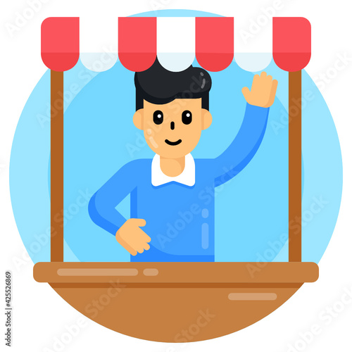 
Download this editable premium icon of shopkeeper

