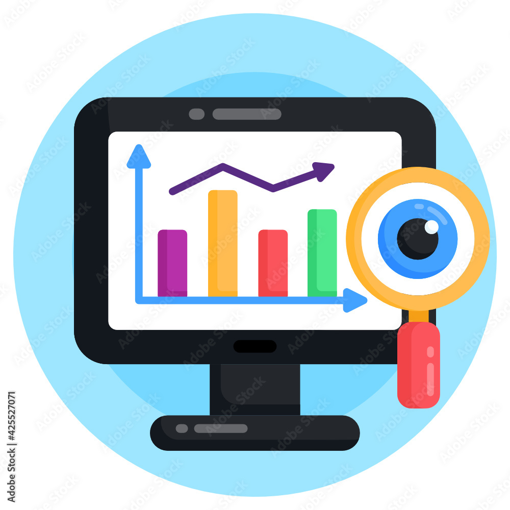 A business monitoring via magnifier flat icon
A business monitoring via magnifier flat icon
