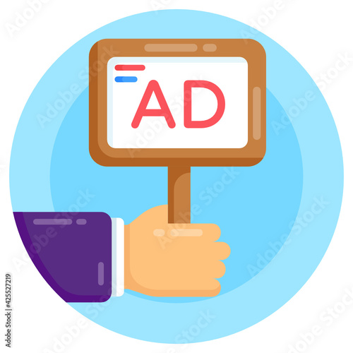  Editable icon of ad board, flat round design    © SmashingStocks