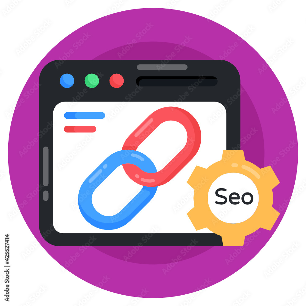 A seo link icon in flat round design
A seo link icon in flat round design