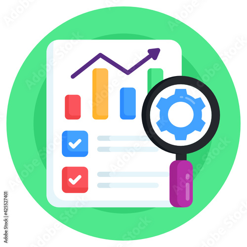 
Seo monitoring icon in flat round design 

