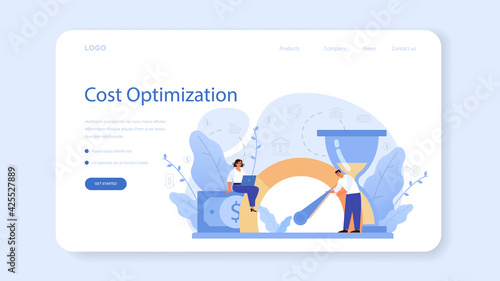 Cost optimization web banner or landing page. Idea of financial