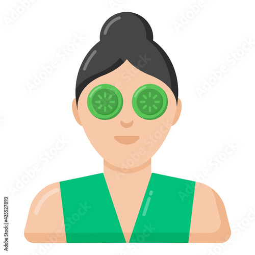 
Female with facial mask, editable design of facial treatment icon 

