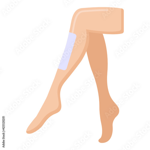 
Hair removal process, icon of leg waxing treatment 

