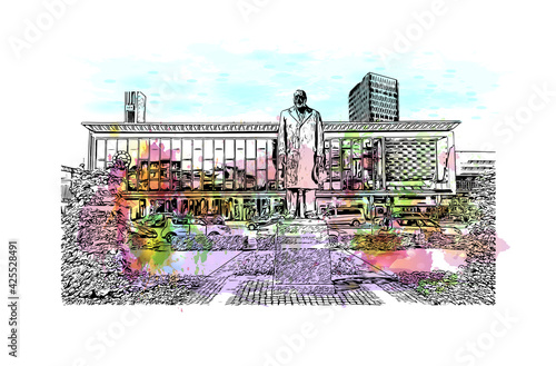 Foto Building view with landmark of Eindhoven is the 
city in the Netherlands