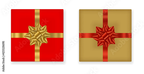 Gift red box with gold ribbon