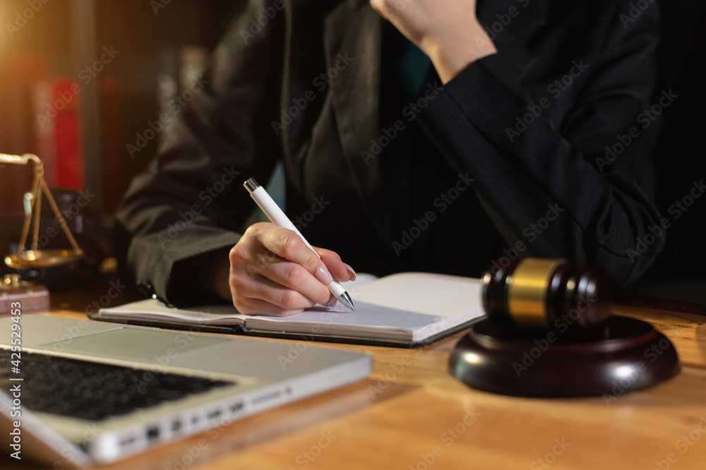 Justice and law concept.Male judge in a courtroom Justice and law concept.Male judge in a courtroom