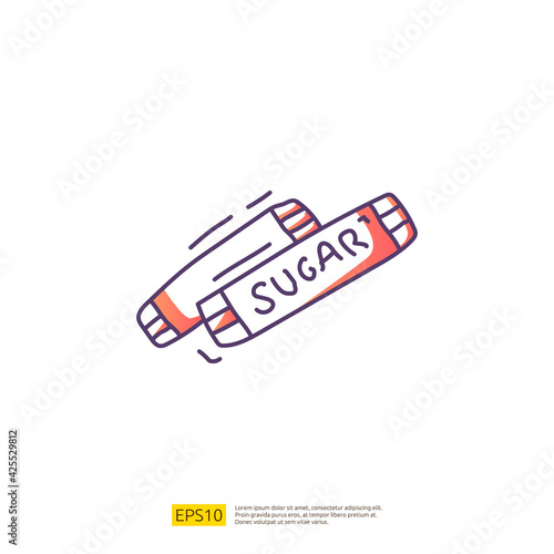sugar sachet for cafe concept vector illustration. hand drawing doodle gradient fill line icon sign symbol