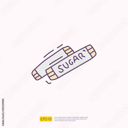 sugar sachet for cafe concept vector illustration. hand drawing doodle fill color icon sign symbol