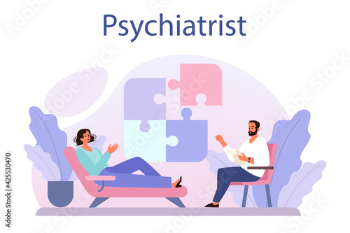 Psychiatrist concept. Mental health diagnostic. Doctor treating human