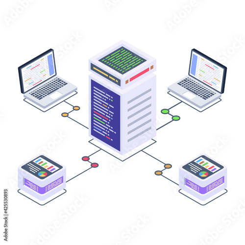 
Have a look at this amazing isometric icon of cloud networking 

