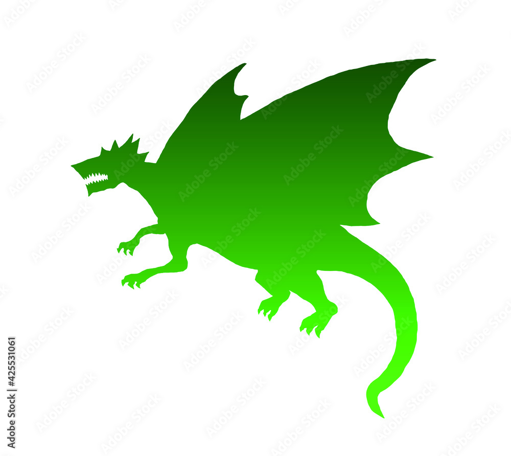 Dragon green gradient silhouette design Dragon green gradient silhouette design