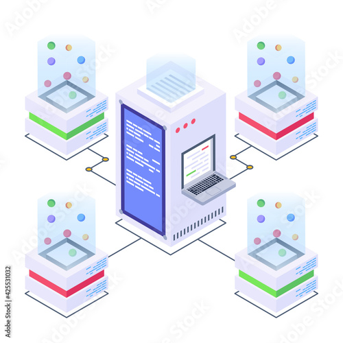 
Have a look at this amazing isometric icon of cloud networking 

