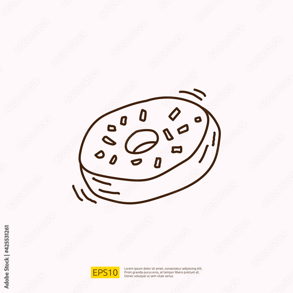 doughnut or donut cake for cafe concept vector illustration. hand drawing doodle linear icon sign symbol doughnut or donut cake for cafe concept vector illustration. hand drawing doodle linear icon sign symbol