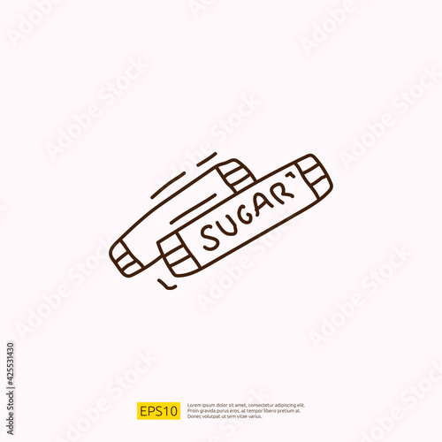 sugar sachet for cafe concept vector illustration. hand drawing doodle linear icon sign symbol