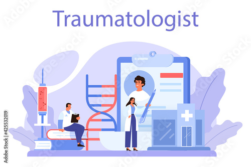 Traumatologist and trauma surgery doctor. Injured limb, broken bone