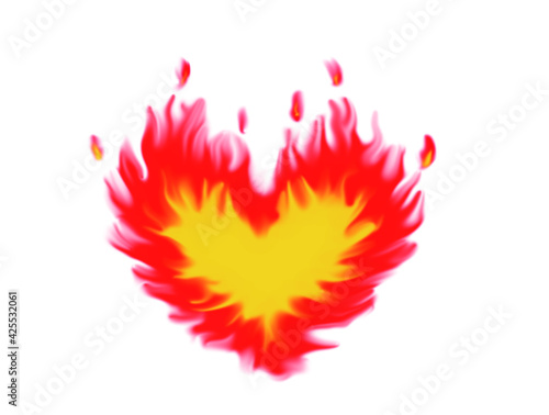Realistic heart flame design illustration