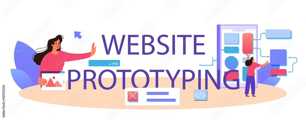 Website prototyping typographic header. Web page modeling