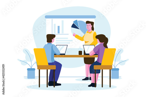 Flat design people on business training illustrated
