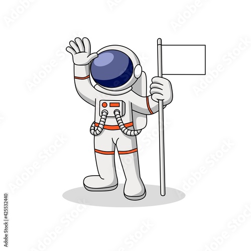 Vector illustration of astronaut cartoon isolated on white background.