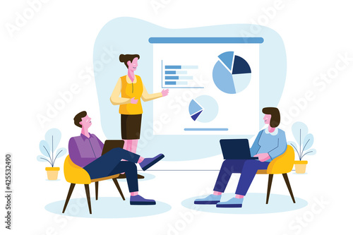 Flat design people on business training illustrated