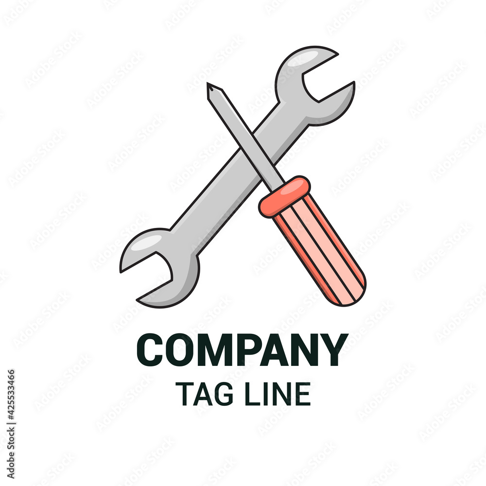 Wrench and screwdriver, Logo and icon Template Design Vector, Emblem, Design Concept, Outline Symbol. Wrench and screwdriver, Logo and icon Template Design Vector, Emblem, Design Concept, Outline Symbol.