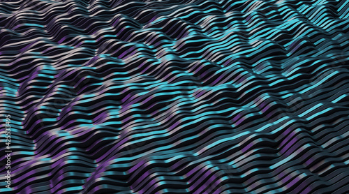 Gradient purple wavy patterns  wallpaper design and backgrounds concept. 3d rendering