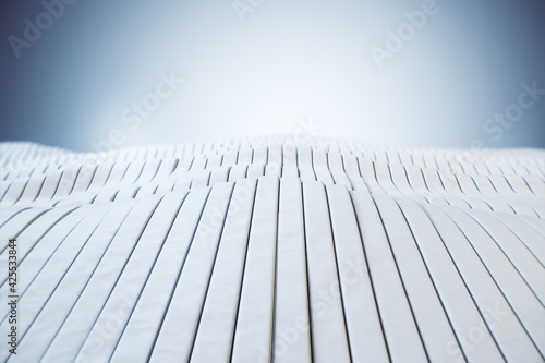 White wavy patterns with a light in the background, wallpaper design concept. 3d rendering