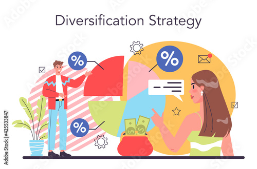 Business diversification concept. Risk management strategy, process of capital