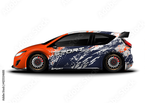 Abstract background racing sport car for wrap decal sticker design and vehicle livery, World rally car